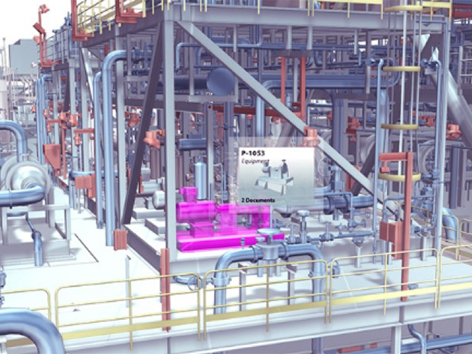 Consulta de ativos em 3D da AVEVA 