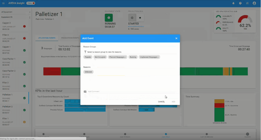 AVEVA Insight allows you to add context to utilization events